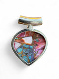Making Waves Jewelry and Accessories heart-shaped pendant featuring a mosaic of spiny oyster and turquoise in silver.