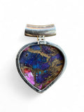 Making Waves Jewelry and Accessories heart-shaped pendant with multi-colored turquoise stone in 925 sterling silver.