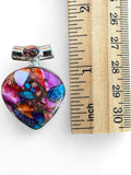 Making Waves Jewelry and Accessories heart-shaped pendant with mosaic spiny oyster and turquoise in sterling silver.
