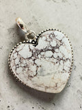 Making Waves Jewelry and Accessories heart pendant with white buffalo turquoise and sterling silver beaded border.