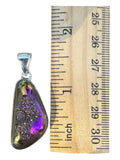 Making Waves Jewelry and Accessories iridescent druzy pendant with purple and gold titanium finish in sterling silver