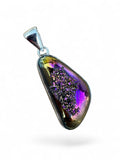 Making Waves Jewelry and Accessories iridescent druzy crystal pendant in 925 sterling silver with metallic finish