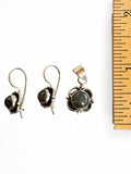 Making Waves Jewelry and Accessories sterling silver and labradorite floral pendant and drop earring set with ruler