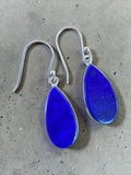 Making Waves Jewelry and Accessories teardrop dangle earrings featuring genuine royal blue Lapis Lazuli in sterling silver