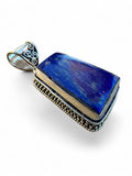 Making Waves Jewelry and Accessories handcrafted rectangular Lapis Lazuli pendant in sterling silver with filigree bail