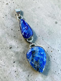 Making Waves Jewelry and Accessories double teardrop Lapis Lazuli pendant in polished sterling silver