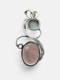 Making Waves Jewelry and Accessories sterling silver pendant with blue Larimar and pink Rose Quartz gemstones