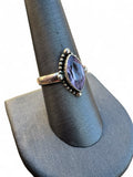 Making Waves Jewelry and Accessories marquise cut amethyst ring in sterling silver with beaded bezel detail