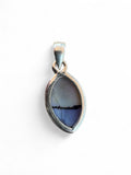 Making Waves Jewelry and Accessories marquise opal pendant in a polished sterling silver bezel setting.
