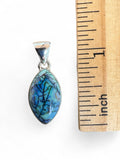 Making Waves Jewelry and Accessories marquise pendant with blue and teal mosaic stone in polished sterling silver