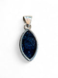Making Waves Jewelry and Accessories marquise pendant with a blue mosaic stone bezel-set in polished sterling silver.