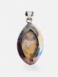 Making Waves Jewelry and Accessories marquise pendant with a marbled cream and tan stone in a 925 sterling silver bezel
