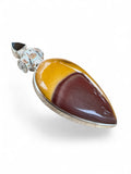 Making Waves Jewelry and Accessories teardrop Mookaite Jasper pendant in sterling silver with a black stone accent.