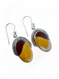 Making Waves Jewelry and Accessories sterling silver oval dangle earrings with burgundy and mustard Mookaite Jasper