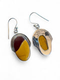Making Waves Jewelry and Accessories handcrafted sterling silver dangle earrings with oval Mookaite Jasper stones.