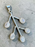 Making Waves Jewelry and Accessories sterling silver branch pendant with five oval moonstone cabochons