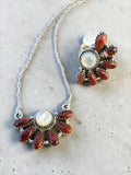 Making Waves Jewelry and Accessories artisan moonstone and red jasper sterling silver necklace and matching ring set