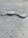 Making Waves Jewelry and Accessories double moonstone drop pendant in sterling silver with oval and teardrop stones