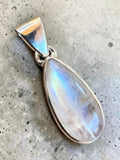 Making Waves Jewelry and Accessories teardrop moonstone pendant in polished 925 sterling silver with blue adularescence