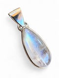 Making Waves Jewelry and Accessories teardrop moonstone pendant in polished 925 sterling silver with blue glow