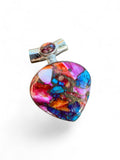 Making Waves Jewelry and Accessories heart-shaped sterling silver pendant with mosaic spiny oyster and turquoise stone