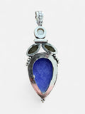 Making Waves Jewelry and Accessories artisan sterling silver pendant with blue chalcedony, labradorite, and moonstone.