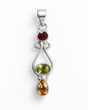 Making Waves Jewelry and Accessories sterling silver pendant featuring garnet, peridot, and citrine gemstones.