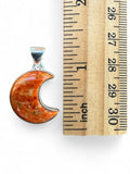 Making Waves Jewelry and Accessories orange marbled gemstone crescent moon pendant with sterling silver setting