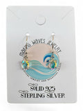 Making Waves Jewelry and Accessories oval iridescent drop earrings in 925 sterling silver on a display card.