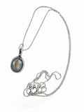 Making Waves Jewelry and Accessories oval iridescent gemstone pendant necklace on a sterling silver box chain