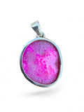 Making Waves Jewelry and Accessories hot pink druzy oval pendant in 925 sterling silver with sparkling texture