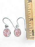 Making Waves Jewelry and Accessories oval pink gemstone drop earrings in polished sterling silver bezel settings