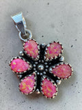 Making Waves Jewelry and Accessories sterling silver pendant featuring six teardrop pink opal stones in a flower design
