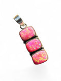 Making Waves Jewelry and Accessories triple square-cut pink opal pendant set in polished sterling silver