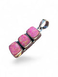 Making Waves Jewelry and Accessories triple square-cut pink opal pendant set in polished sterling silver