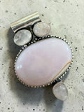 Pink Opal & Rose Quartz Silver Overlay Pendant