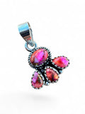 Making Waves Jewelry and Accessories artisan sterling silver pendant with a cluster of vibrant pink multi-faceted stones