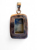 Making Waves Jewelry and Accessories rectangular gemstone pendant in 925 sterling silver with blue and grey stone