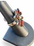 Making Waves Jewelry and Accessories floral statement ring featuring red jasper teardrop stones in sterling silver.
