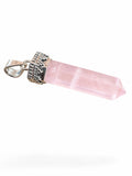 Making Waves Jewelry and Accessories rose quartz crystal point pendant with a silver-tone beaded cap