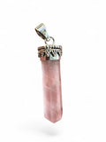 Making Waves Jewelry and Accessories rose quartz crystal point pendant with a vintage-inspired silver-tone metal cap.