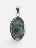 Making Waves Jewelry and Accessories oval ruby in fuchsite pendant set in polished 925 sterling silver
