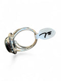 Making Waves Jewelry and Accessories sterling silver teardrop Seraphinite ring with a split-shank band, side view.