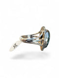 Making Waves Jewelry and Accessories teardrop Seraphinite ring in sterling silver with a decorative split-shank band