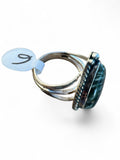 Making Waves Jewelry and Accessories teardrop Seraphinite ring in 925 sterling silver with a split-shank band