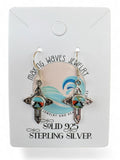 Making Waves Jewelry and Accessories sterling silver cross dangle earrings with turquoise, coral, and onyx inlay.