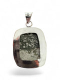 Making Waves Jewelry and Accessories sterling silver pendant featuring a rectangular mossy green patterned gemstone