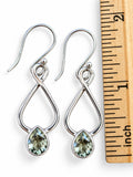Making Waves Jewelry and Accessories sterling silver teardrop earrings with pear-cut green gemstones and hook backings