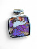 Making Waves Jewelry and Accessories square pendant with purple spiny oyster, copper matrix, and 925 sterling silver.