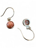 Making Waves Jewelry and Accessories round sunstone drop earrings in polished 925 sterling silver with hook backings